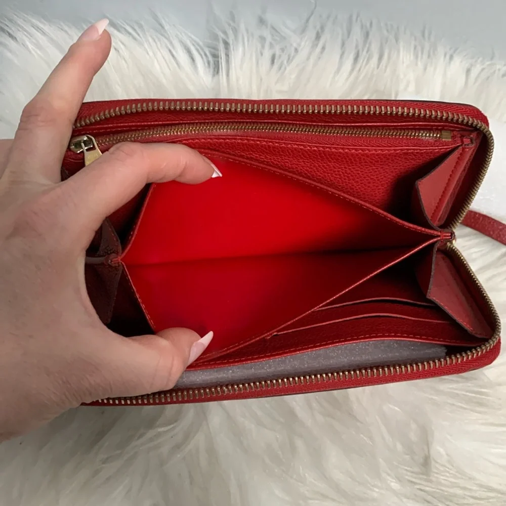 2015 authentic Louis Vuitton red empreinte leather zippy